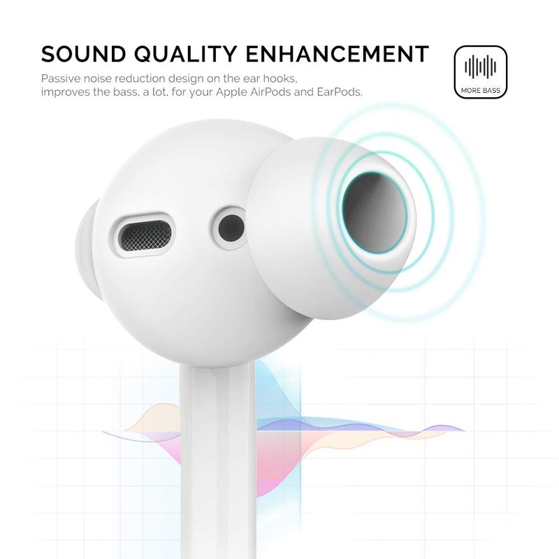 AhaStyle 3 Pairs AirPods Ear Tips Silicone Earbuds Cover [Not Fit in The Charging Case] Compatible with Apple AirPods (3 Pairs Small, White) - Image 3